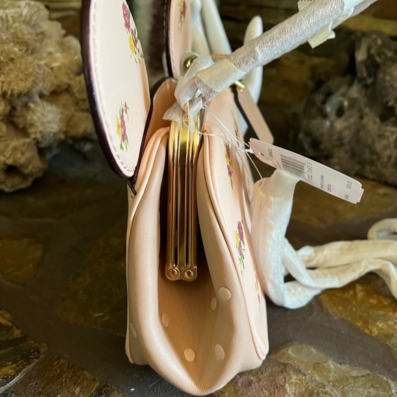 Coach x Disney Kisslock Bag with Floral Mix Print. Minnie Mouse Ears F29351 New - Picture 8 of 13